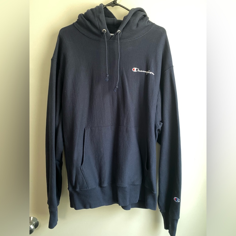 Champion hoodie - navy - MENS HOODIE / PULLOVER - LARGE / Reverse weave